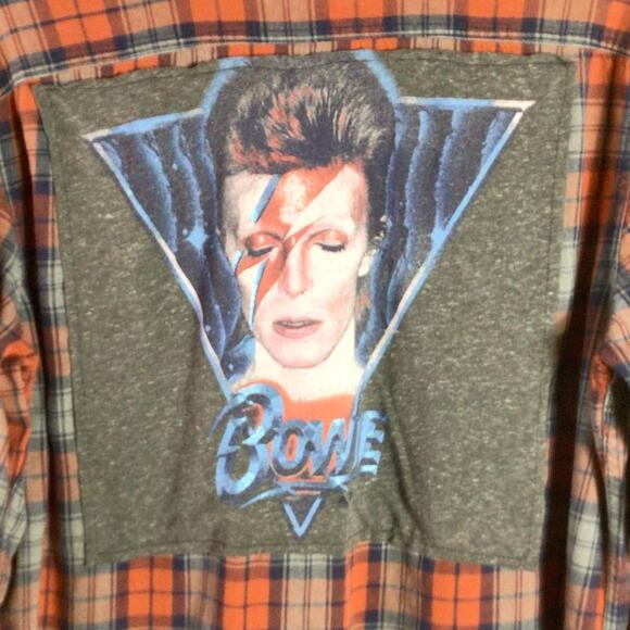Reworked David Bowie album cover record Flannel Red Large - Picture 2 of 5